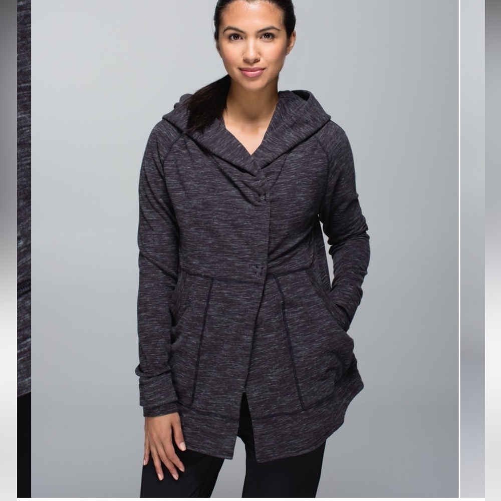 Lululemon 4 Find Your Centre Wrap Heathered Marled Black Stretch French …